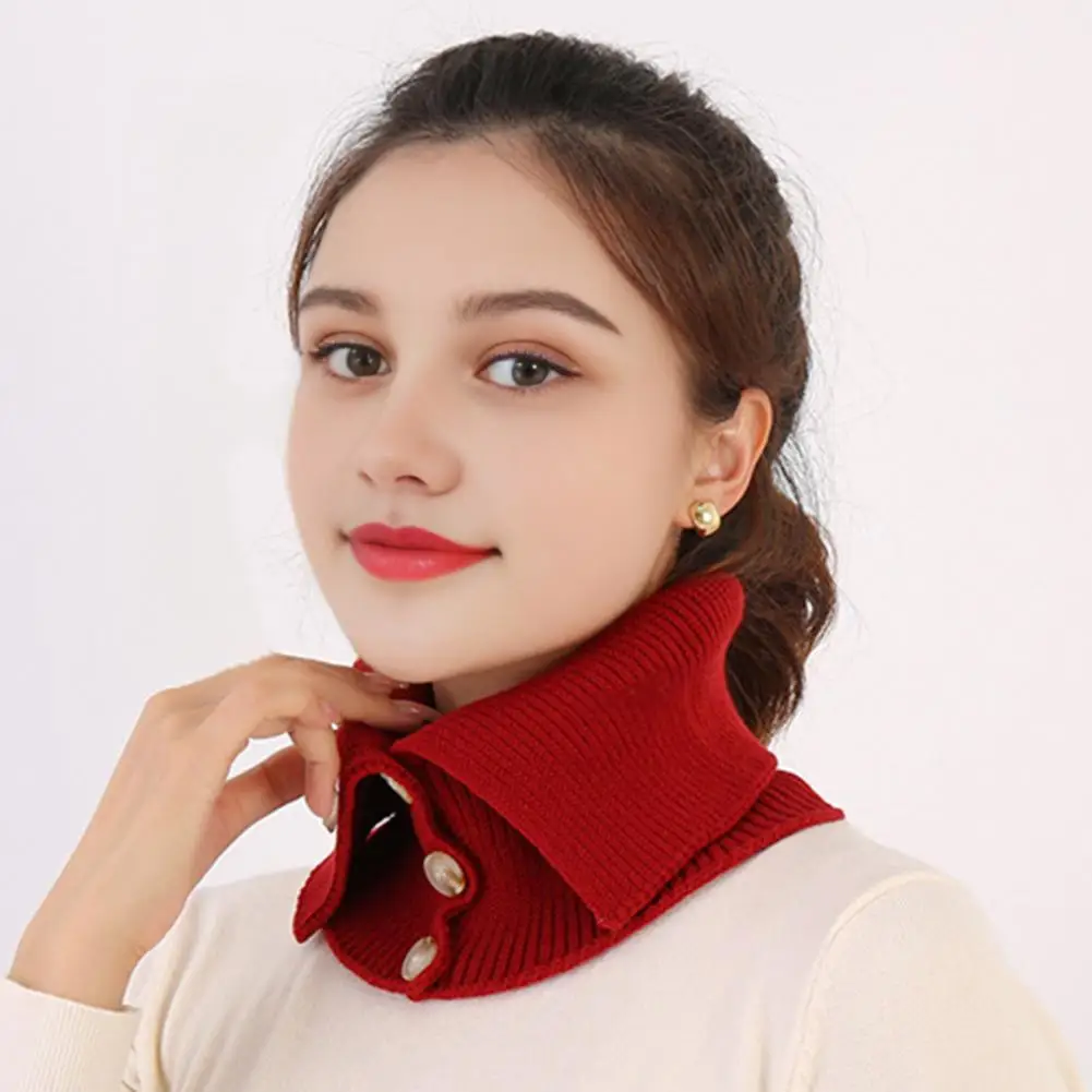 Fake Collar Scarf Soft Velvet Thickened Winter Scarf Windproof Buttons Closure Knitting Collar Decorative Scarf Шарф