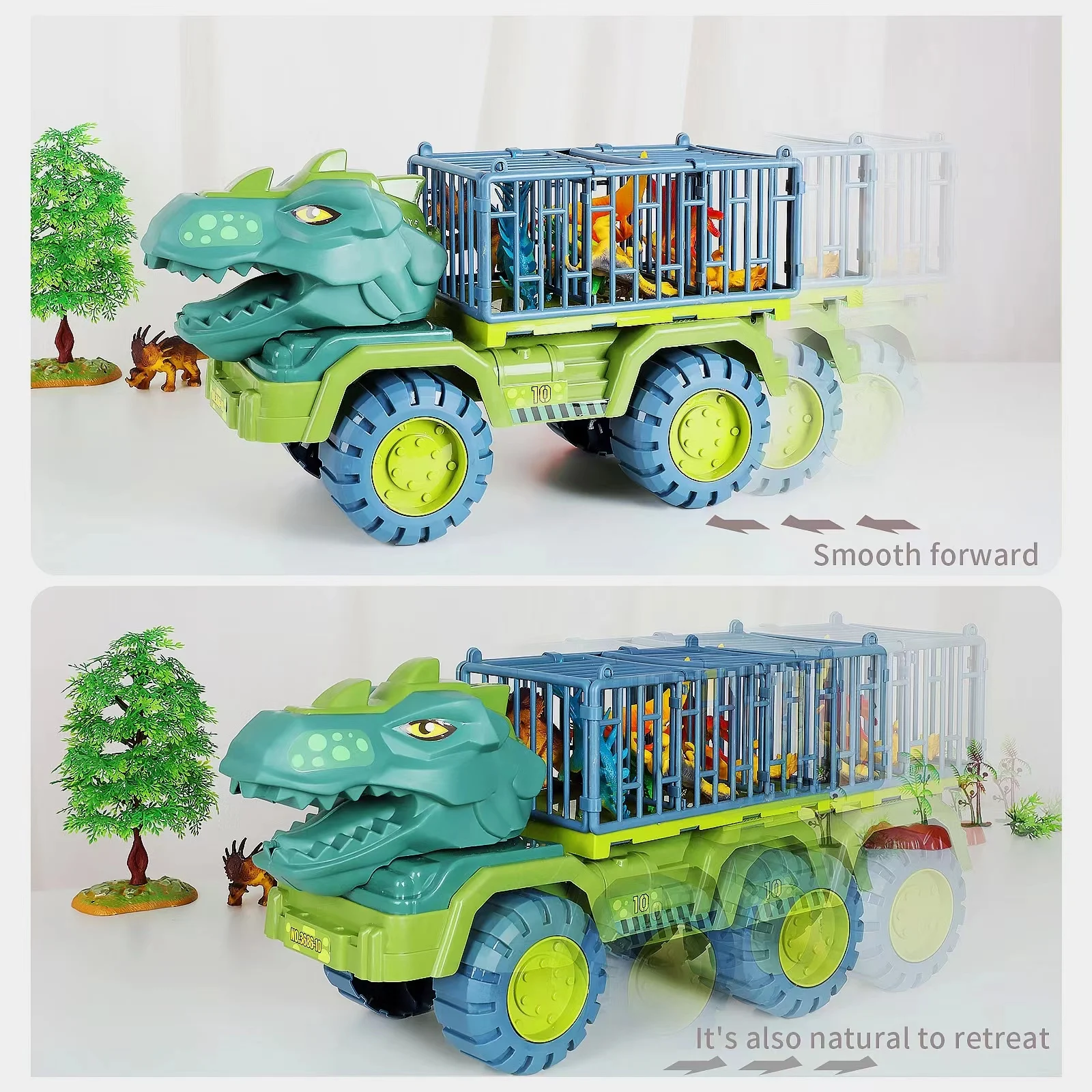 Baby Crib Toy Set para meninos e meninas, Veículo de construção, Carro de transporte, Inércia, Dinossauro Deslizante, Super Large, Tiranossauro Rex