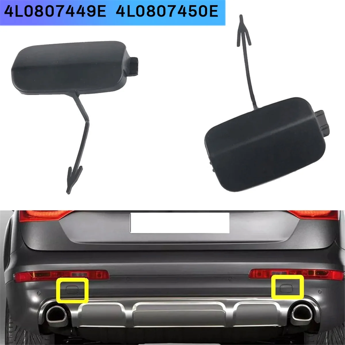 1 пара левых и правых фаркопных крюков заднего бампера, неокрашенная для Audi Q7 2010-2015 4L 0807449 E 4L 0807450 E