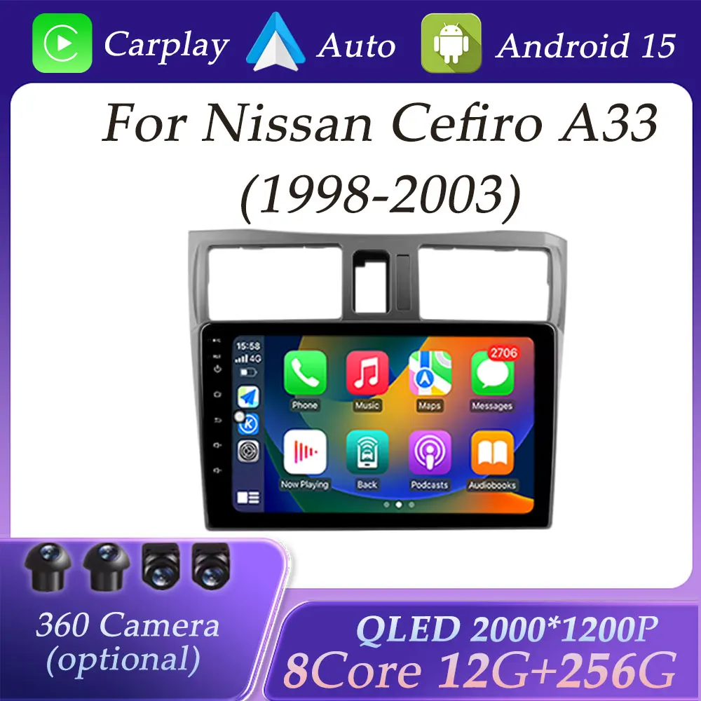 

Car Radio Audio Multimedia Player for Nissan Cefiro A33 1998 - 2003 Wireless Carplay Split Screen GPS Navigation DSP Stereo WIFI