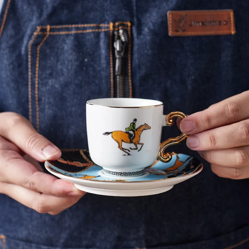 

Northern EuropeFashion Turkish Style Luxury Ceramic Coffee Cup and Saucer Porcelain Coffee Set Tea Cup Saucer Classic Drink Gift