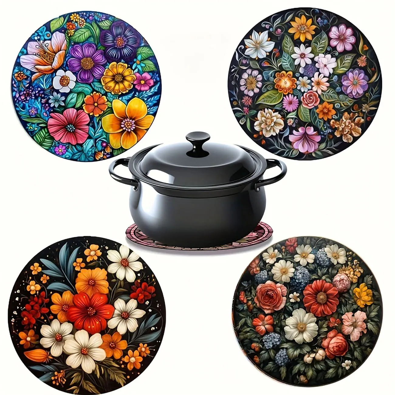 4-piece set - wooden placemat, anti slip and heat-resistant, desktop protection, dining table decoration, restaurant gift