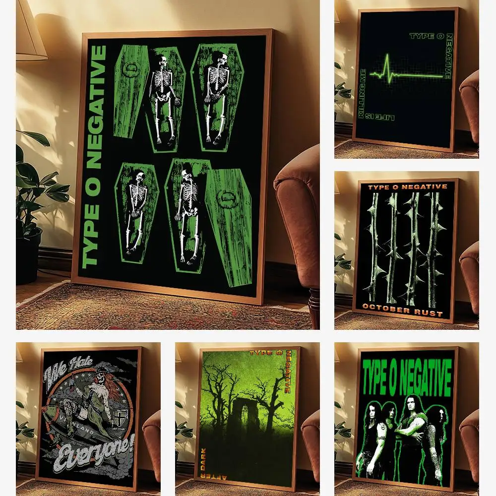 Rock Band Type O Negative Poster  Self-adhesive Art Waterproof  Sticker Coffee House Dorm Room Wall Decor