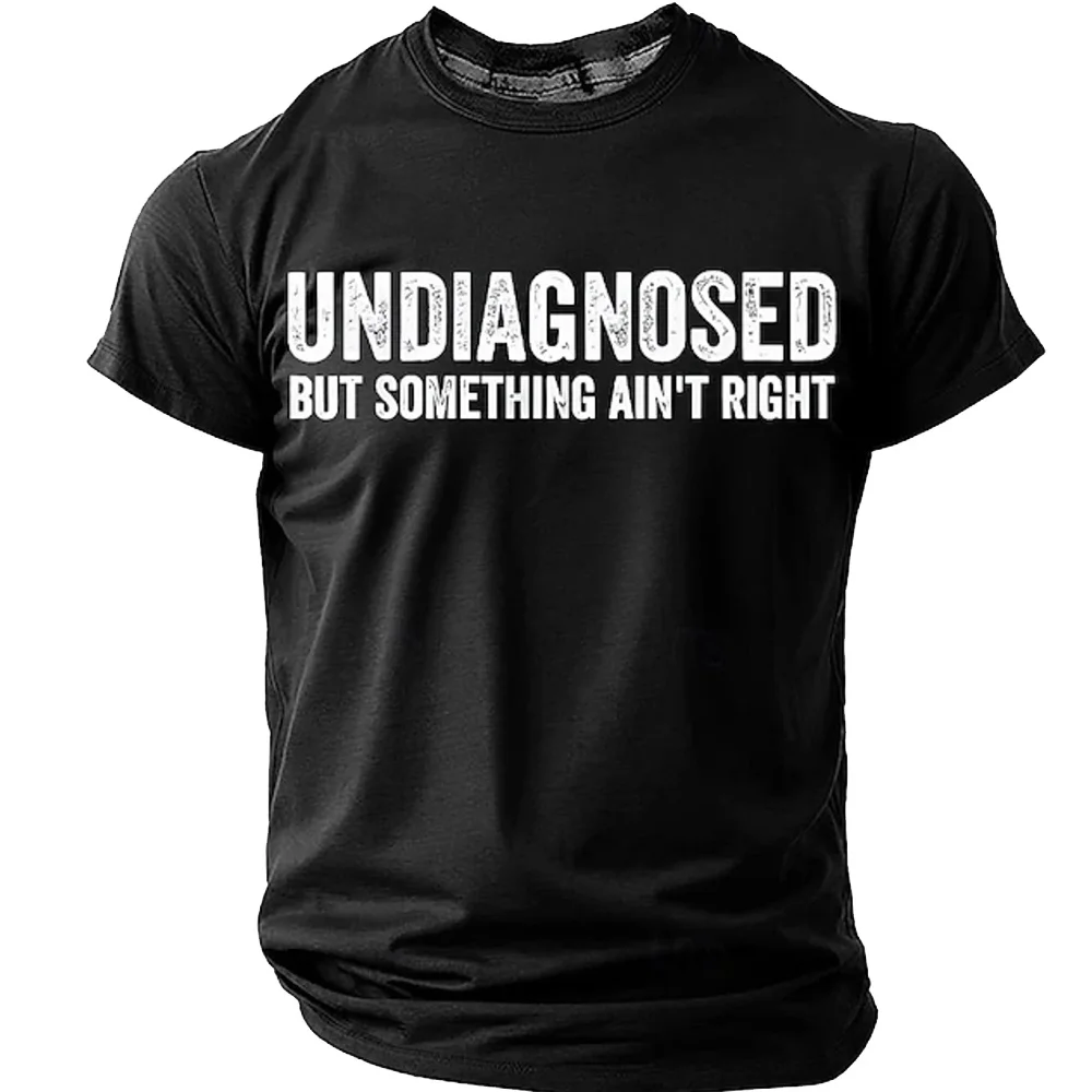 Men's T-shirt with Short English Phrases Printed, Men's Crew Neck Short-Sleeved T-shirt, Street Style, Fun, Loose and Casual Top