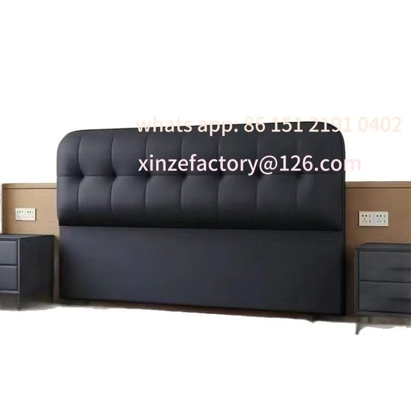 

Customizable bedside soft bag backrest 2025 modern new simple integrated solid wood light luxury floor single buy black