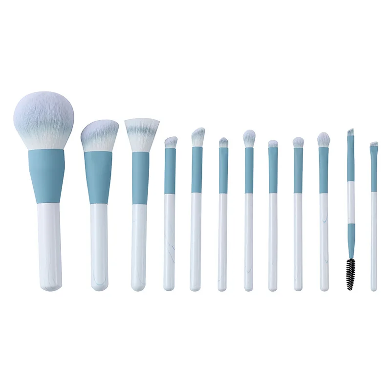 VANDER 12 Pcs Professional Blue Make up Brushes Cosmetic Brush Set for Foundation Blending Blush Concealer Eye Shadow with Bag