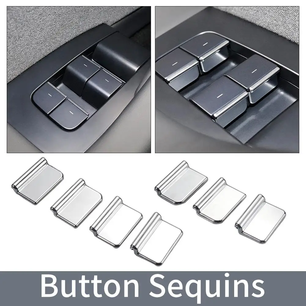 7Pcs Car Window Lift Switch Button Sticker for Tesla Model Y/3/3+ Highland 2024 ABS Decoration Sequins Accessories