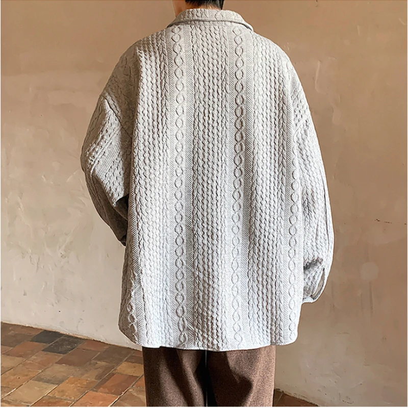 Loose Casual Men's Jacket. Daily Quality Jacquard Thickened Shirt, Autumn New Product. Oversized M-5XL