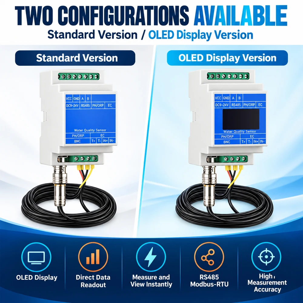 Czujnik jakości wody 5 w 1 PH EC TDS Zasolenie Temperatura RS485 4-20mA 0-5V 0-10V Modbus IP68 9-24V Do Akwakultury Obróbki Wody — zdjęcie produktu 4