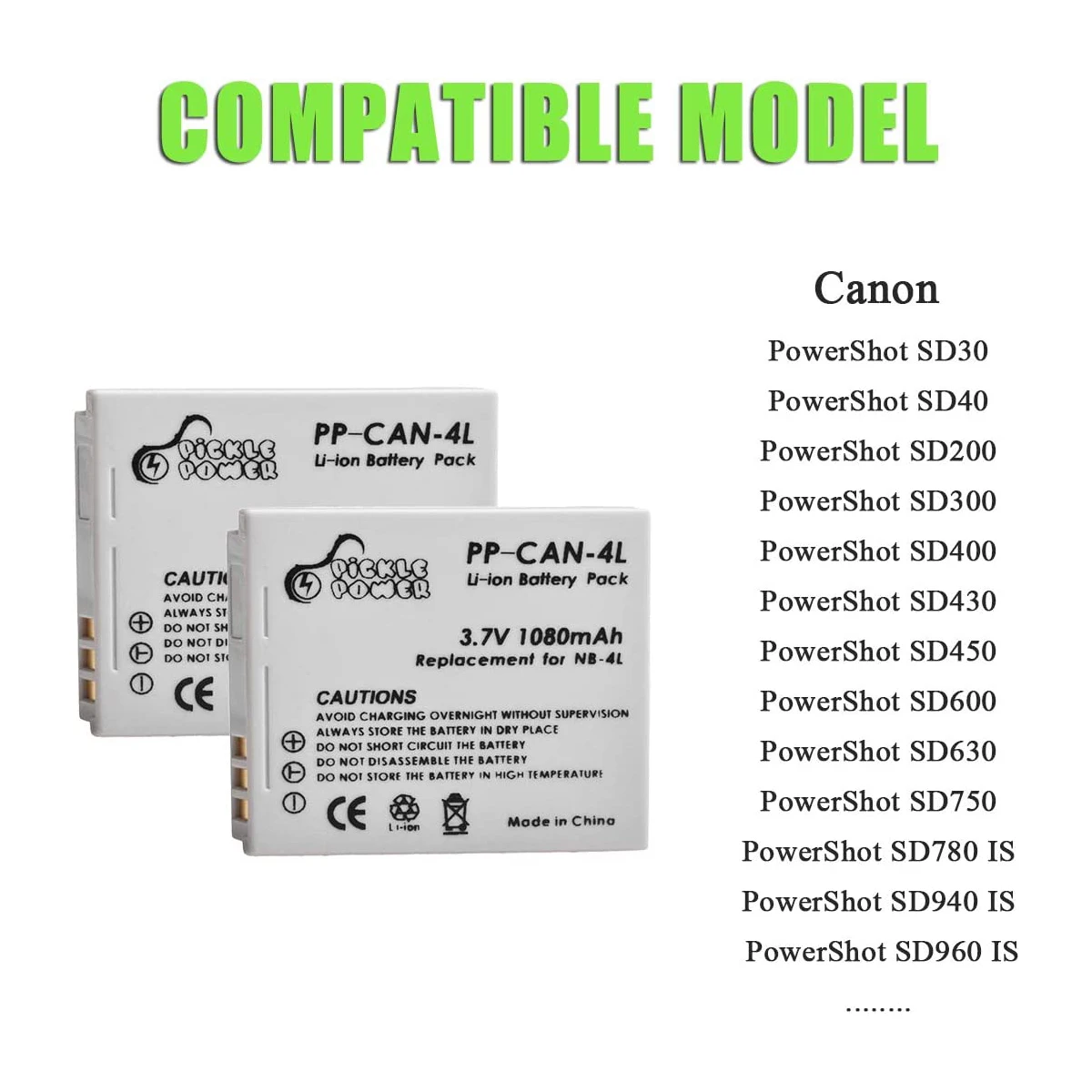 بطارية كاميرا لكاميرا Canon PowerShot ، ، NB ، 4L ، ELPH ، 50 x ، 50 x ، 50 x ، 50 m ، HS ، SD1000 ، SD1100 ، ISIXUS ، 30 ، 40 ، 50 ، 55 ، 60 ، 65 ، 70