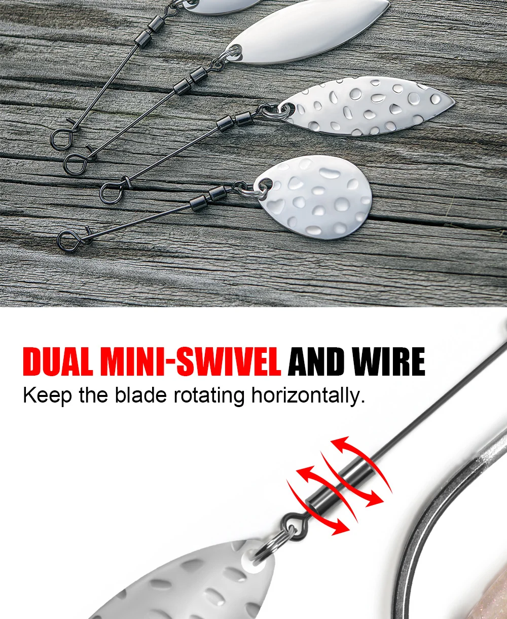 Palisander Messing Splitter Weide Colorado Spinner Klinge mit Wirbel für Offset Haken Harten Köder Löffel Regenschirm Rig DIY Angelgerät – Detail 5