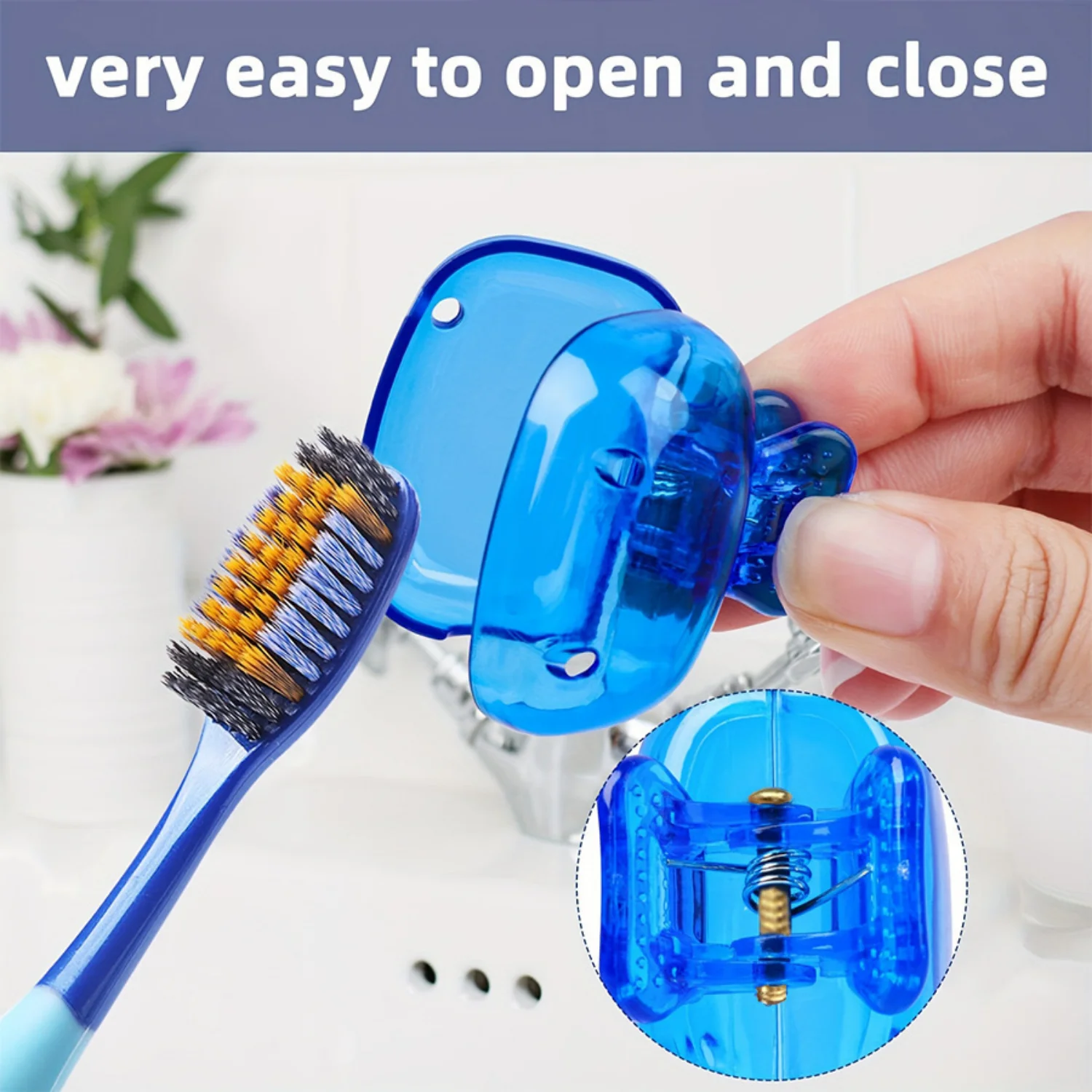 Ventilated Toothbrush Head Cover Allows Bristles to Dry Quickly Clip Design Attaches to Towel Rack or Bag Perfect for Travel
