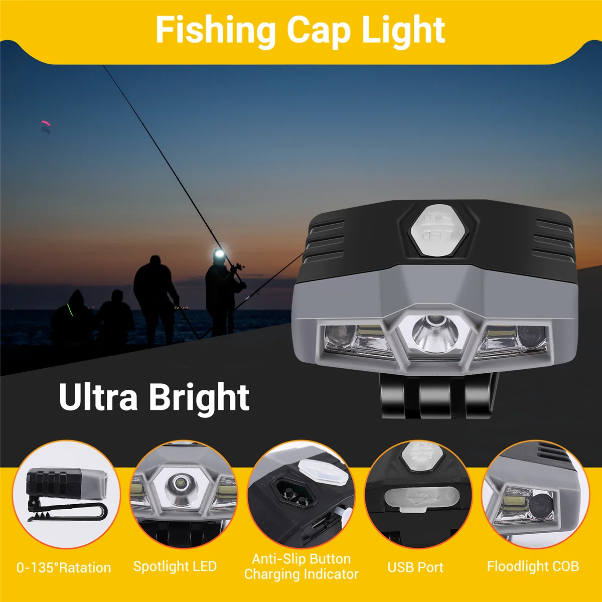 Hat LightUltra Bright Hands-Free Led Clip On Hat Light - Rechargeable 150