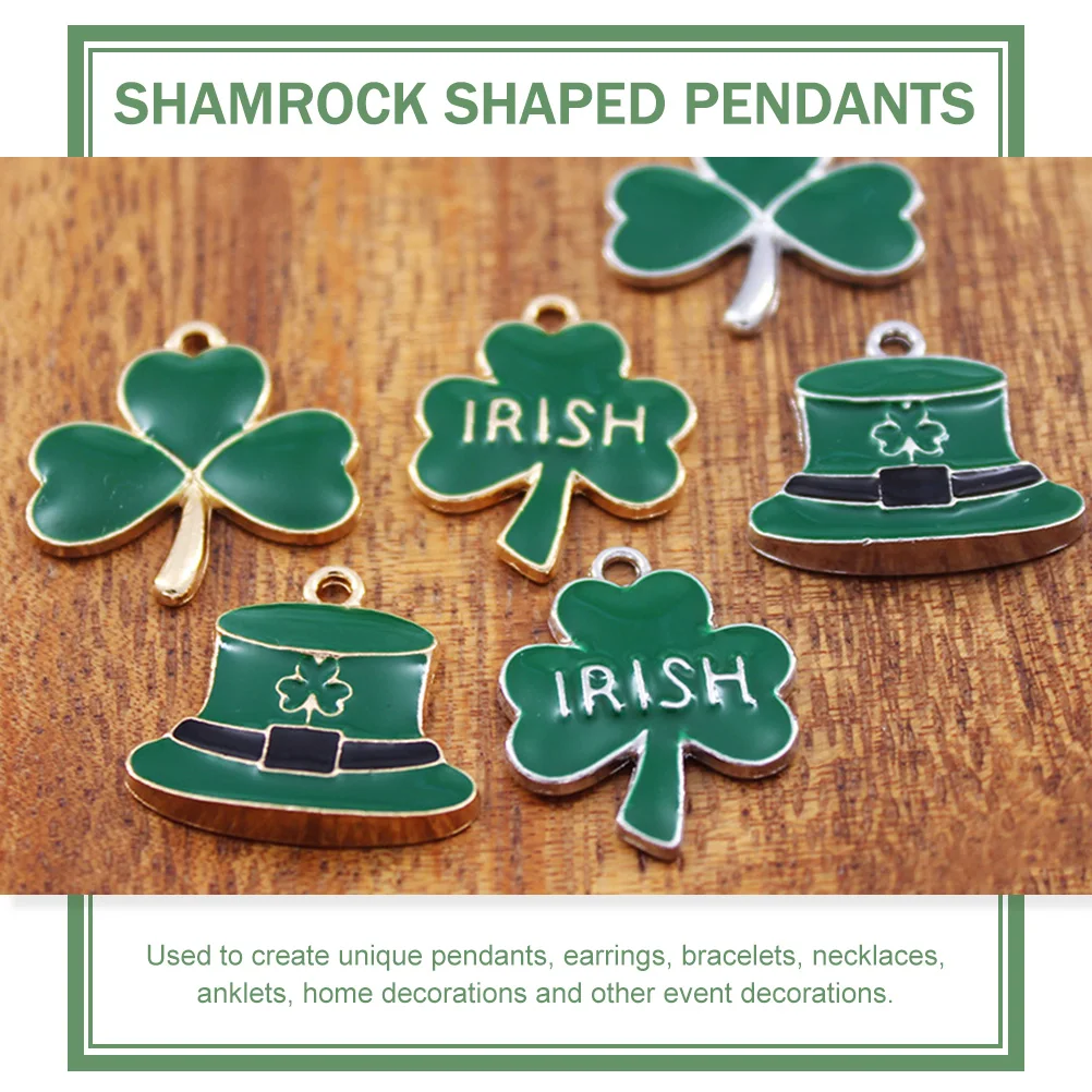 

20pcs Alloy Shamrock Shaped Pendants Jewelry Decors Irish Day Necklace Adorns DIY Accessories Keychain Decorations Thank You