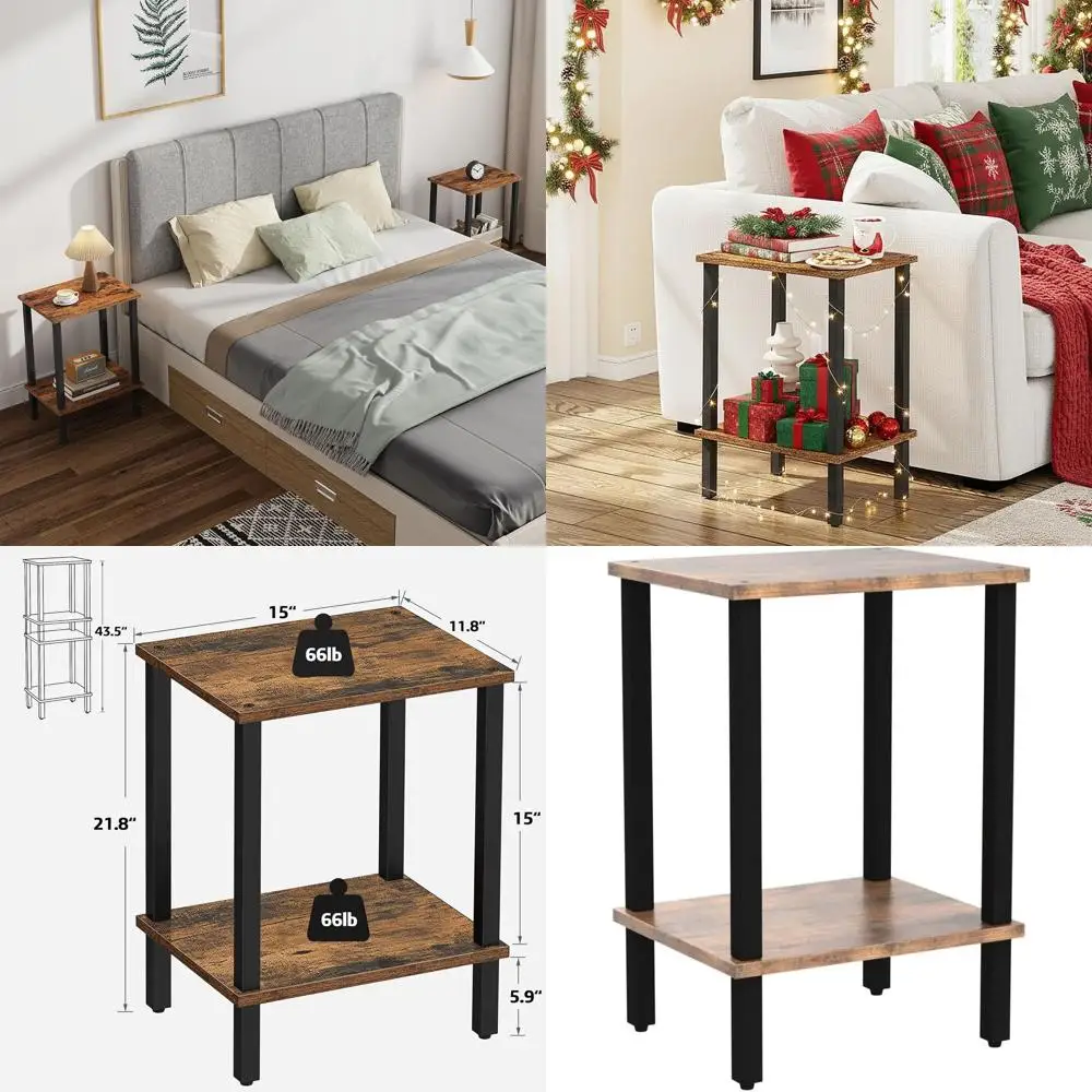 

End Table, Set o 2, Side Table, Nightstand, 2-Tier Storage Shel, Soa Table or Small Space, Living Room, Bed Room TB01BB035