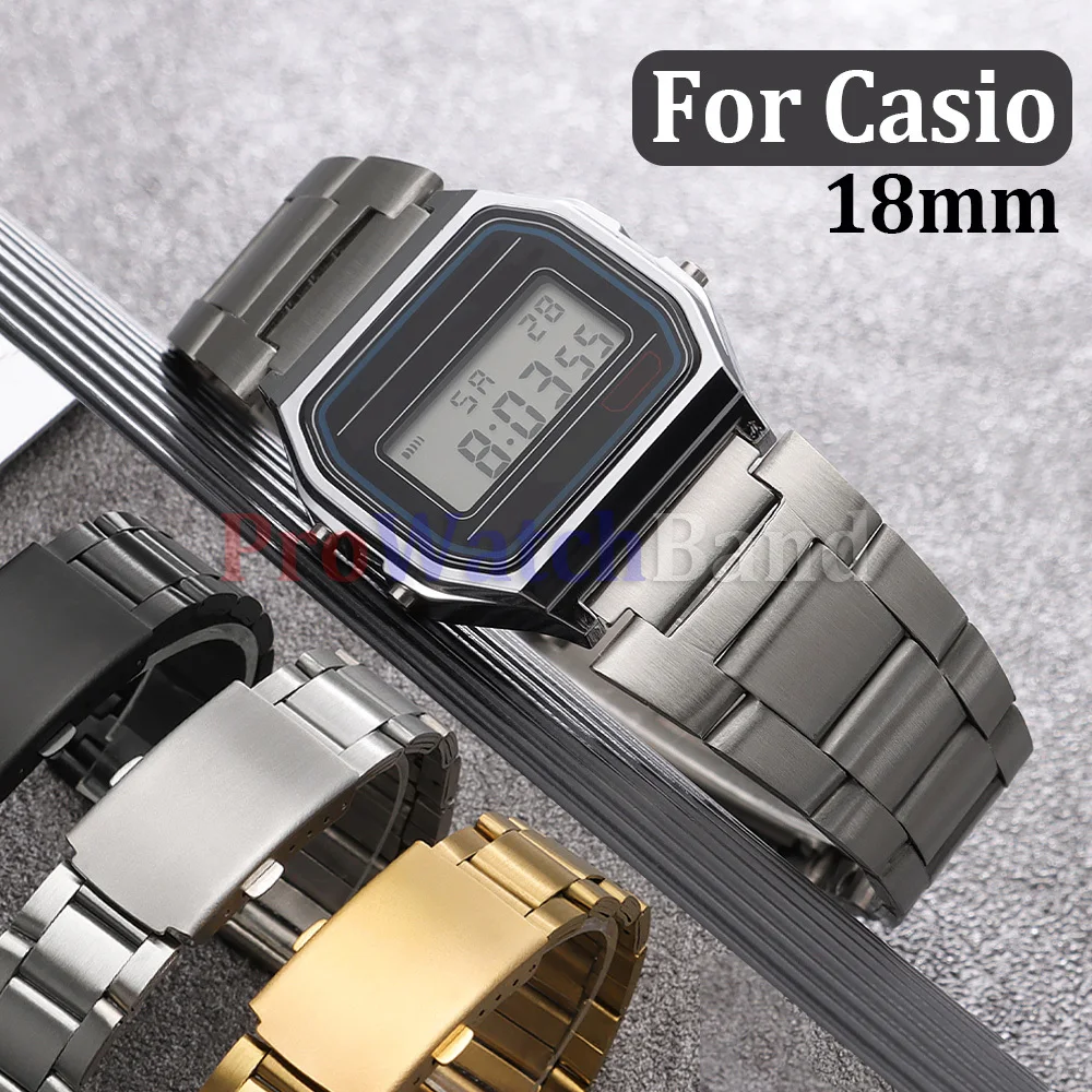 

For Casio F-91W Belt 18mm Strap Stainless Steel Watchband for SGW400 F84 F105/108/A158W/168 AE1200/1300 Men Women Metal Bracelet
