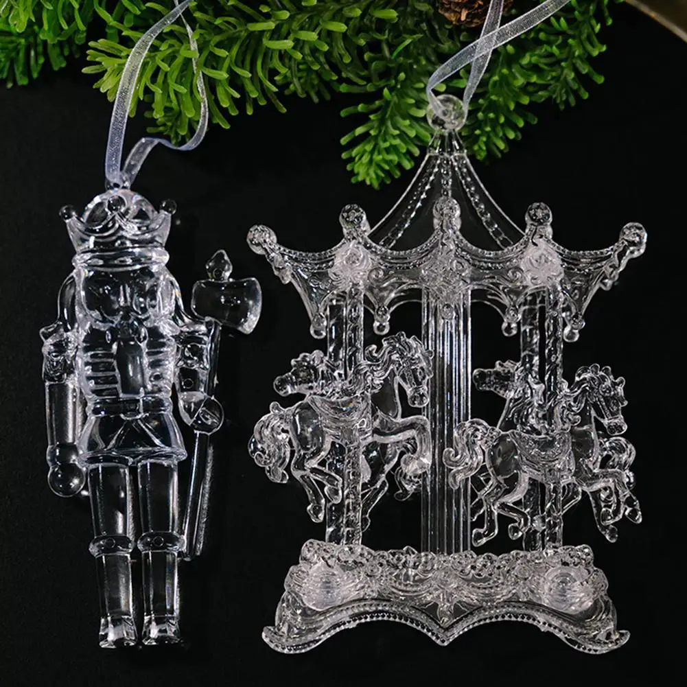 

Christmas Crystal Clear Acrylic Snowflake Walking Stick Xmas Tree Pendant Ornaments Christmas Decoration For Home