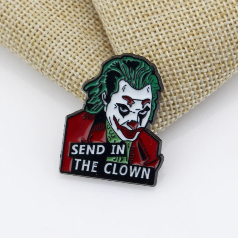 Horror Movies Joker Enamel Brooch Pin Halloween Clown Lapel Pins Backpack Women Fashion Jewellery Gifts Cartoon Badges