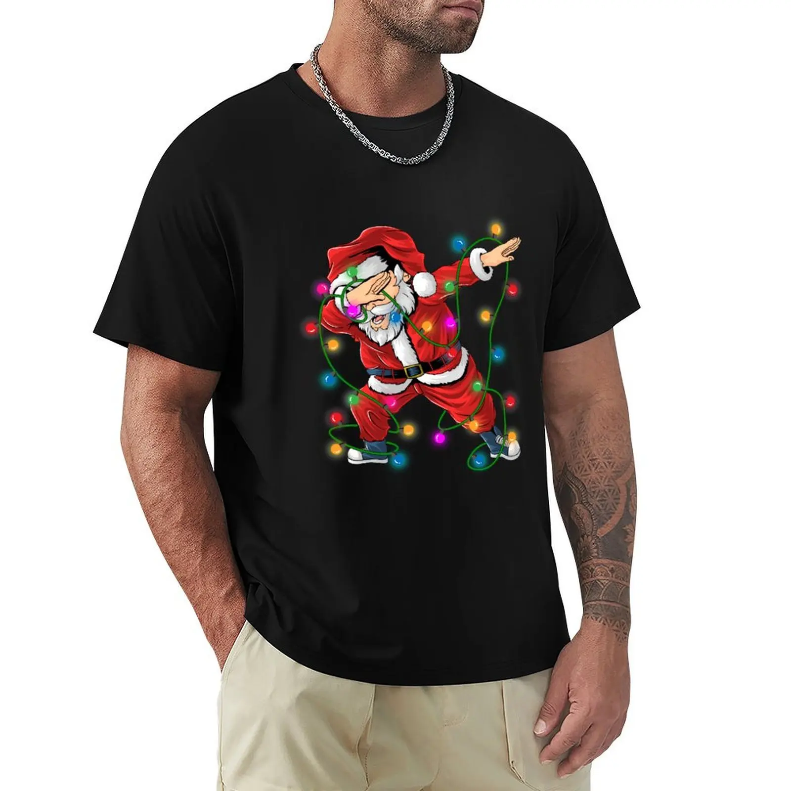 

Dabbing Santa Tee For Boys Girls Christmas Tree Lights T-Shirt vintage sublime heavyweights compression shirt men