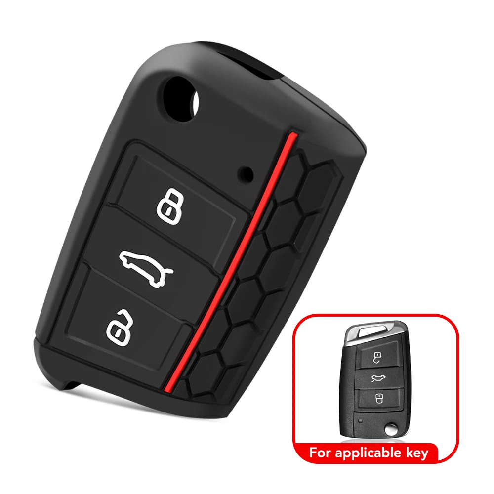 Car Key Case Silicone Cover for VW Golf 7 MK7 3 Buttons Flip Folding Remote Key Fob for Seat for Skoda Car Accessories