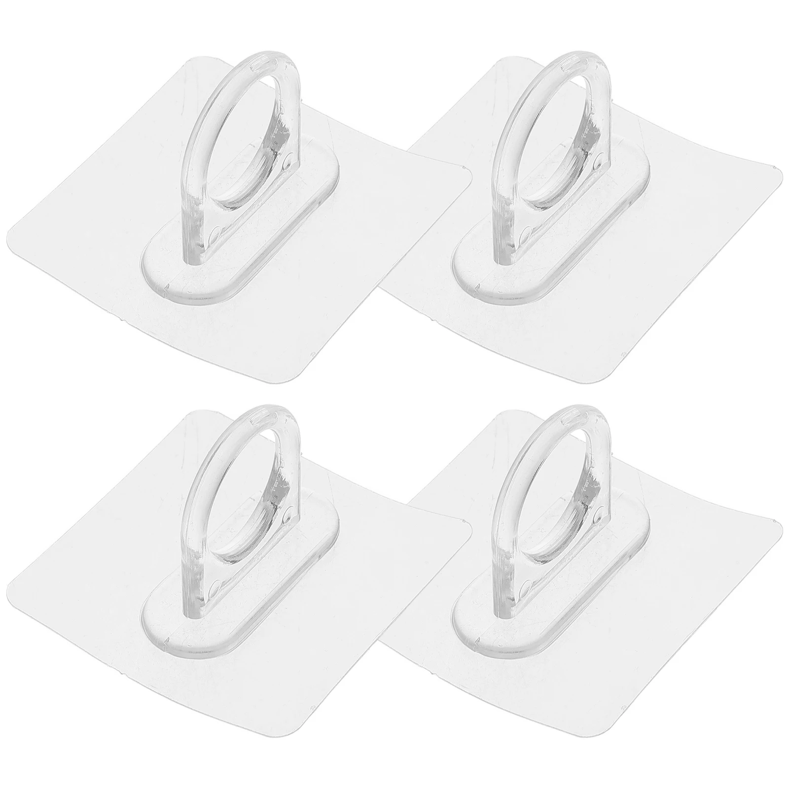 

4pcs Round Bathroom Accessories Clear Adhesive Wall Mount Hangers Acrylic Rack Shower Gel Holder No Drill Installation Strong
