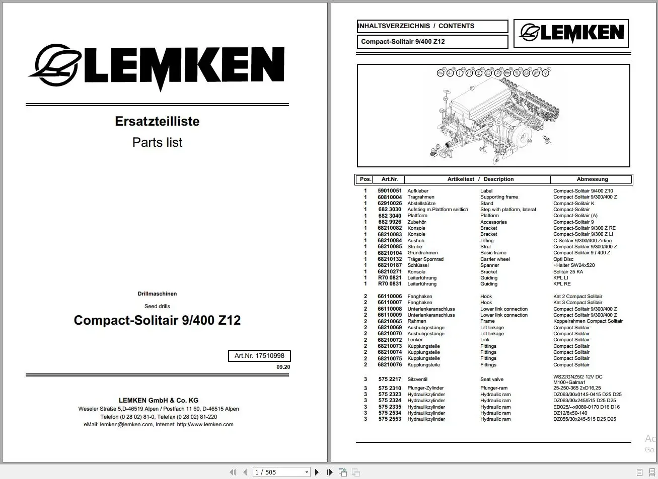 Lemken Agricultural 8.14 GB PDF Part List Update 2022