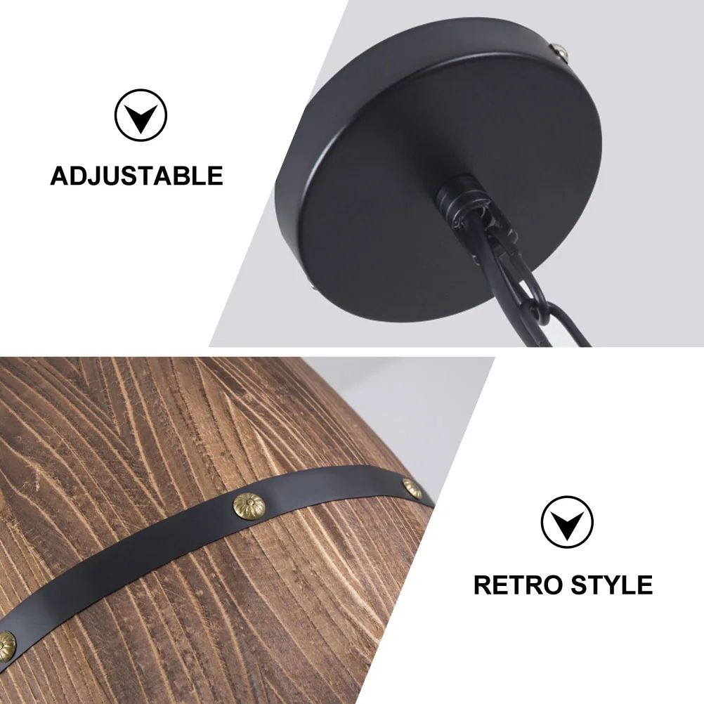 

1 set 1 Set Retro Chandelier Decorative Cask Shaped Iron Wood Hanging Light Adjustable 1M Cable Loft Restaurant Lighting Vintage