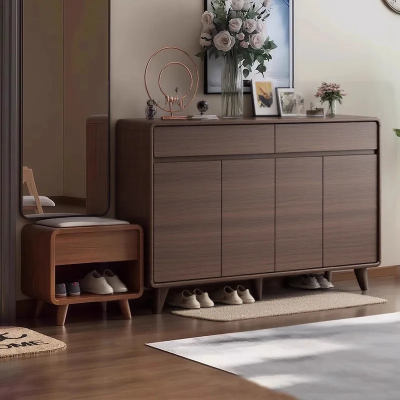 Home Shoe Cabinet For Entryway, Large Capacity Floor Storage Cabinet, Wall Mount Shoe Rack With Divider For Hallway & Doorway