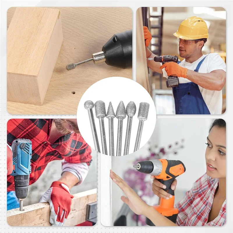 ABUH-Set Alat Ukir Batu 20 Buah Profesional, Mata Bor Berlian dengan Batang 1/8 "untuk Kaca, Ukiran Perhiasan