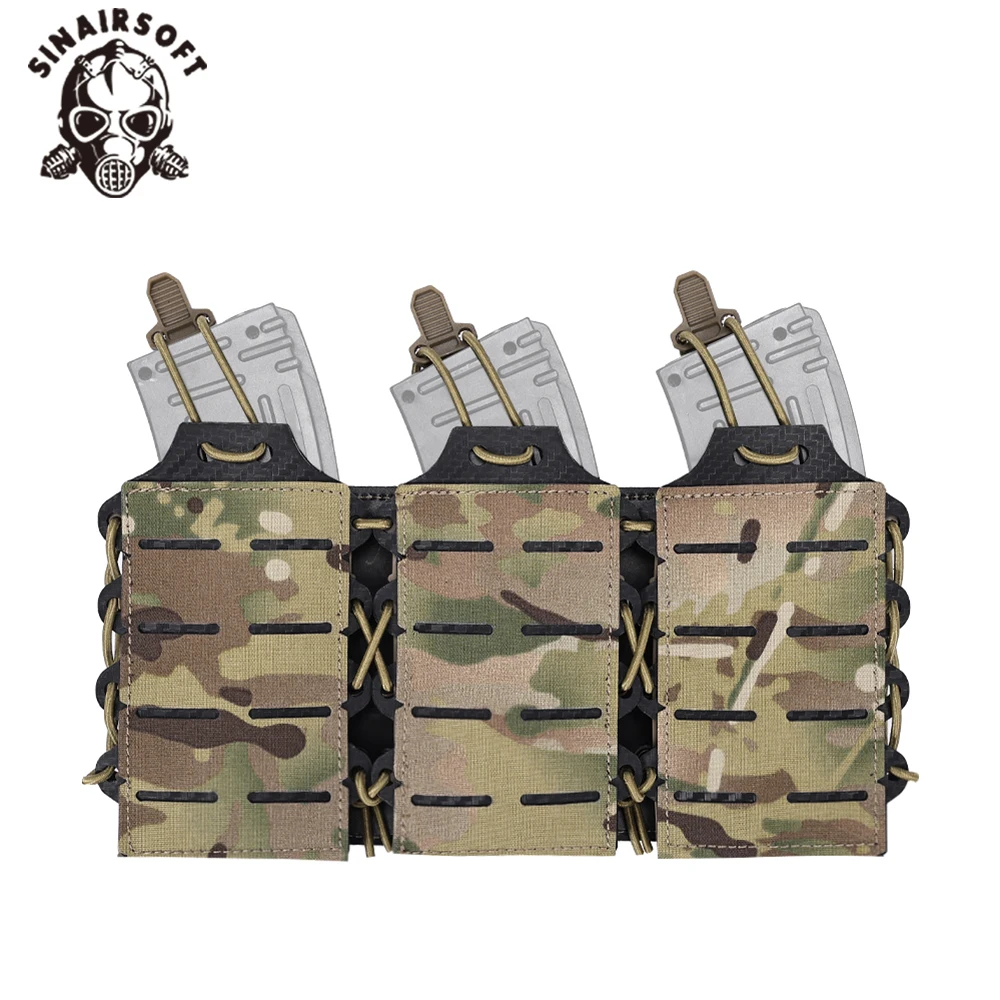 

New Tactical Rifle 5.56/7.62 Triple Magazine Pouch Molle Top Open Mag Laser Cut Tool Bags Pouch for M4 AK Magazines Holster