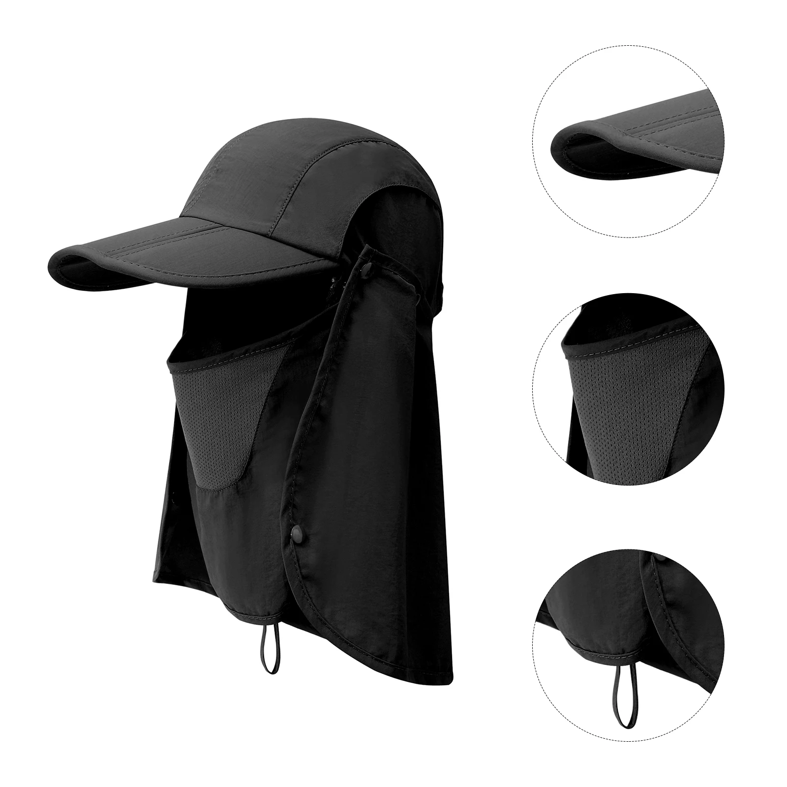 

Sun Visor Hat for Outdoor Sunshade Protector Neck Black with Flap Wide Brim Baby