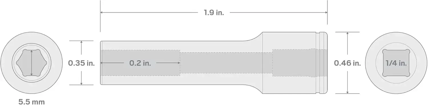 1/4 Inch Drive x 5.5 mm Deep 6-Point Socket | SHD03105