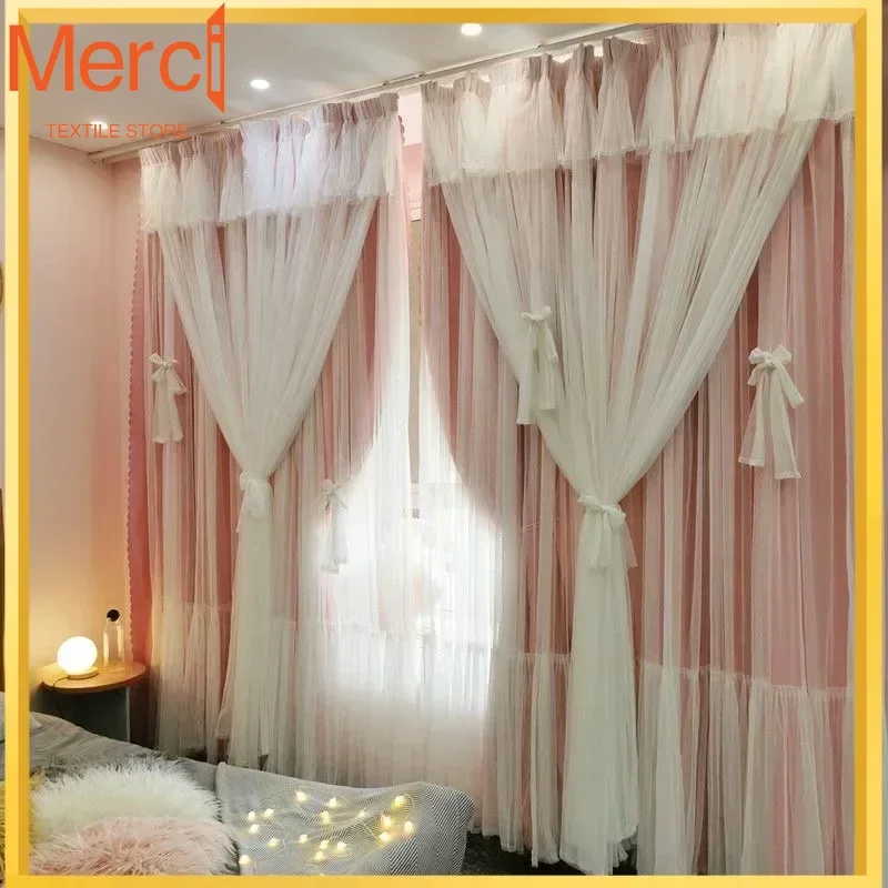 Custom Size Fashion Luxury European Curtain Bedroom Living Room Bay Window Three Layers Of Fabric In One