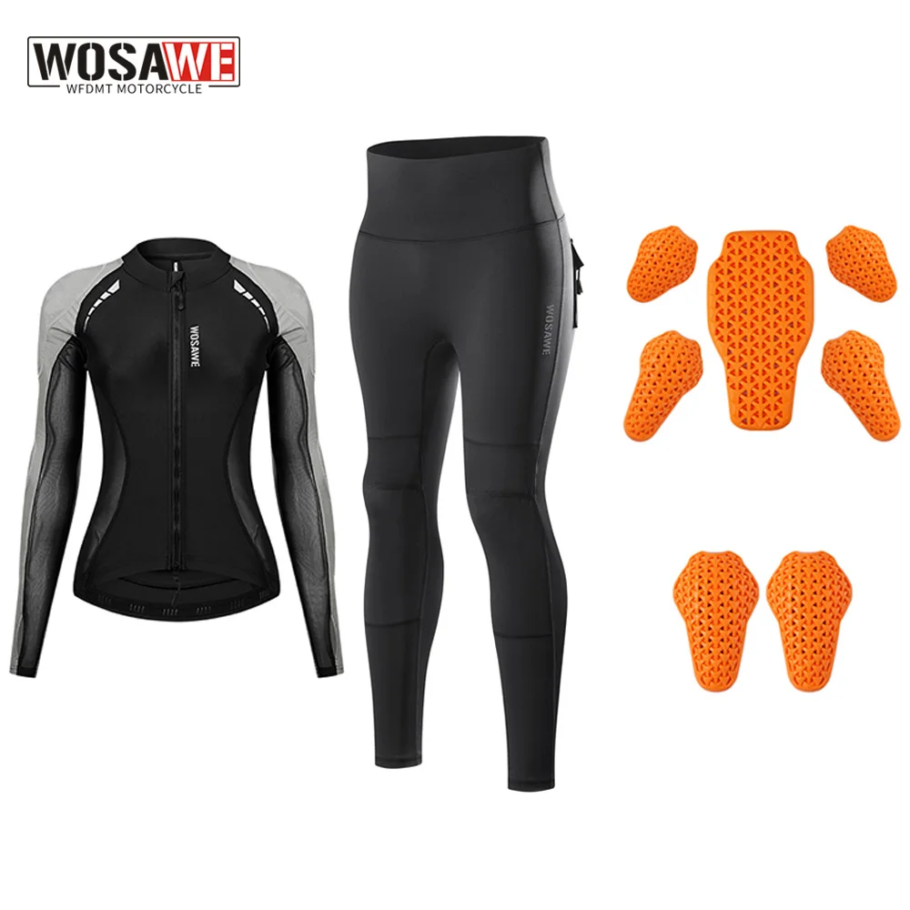 

WOSAWE Women Motorcycle Jacket Lady Motocross Full Body Pads Set Summer Riding Coat and Pants Built-in Soft Pads