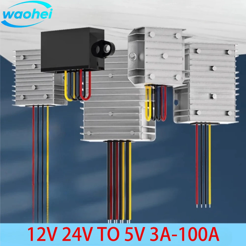Buck 12V 24V to 5V Voltage Converter 5V 3A 5A 10A-100A Step Down DC DC Converter Voltage Regulator Reliable Car LED Power Supply