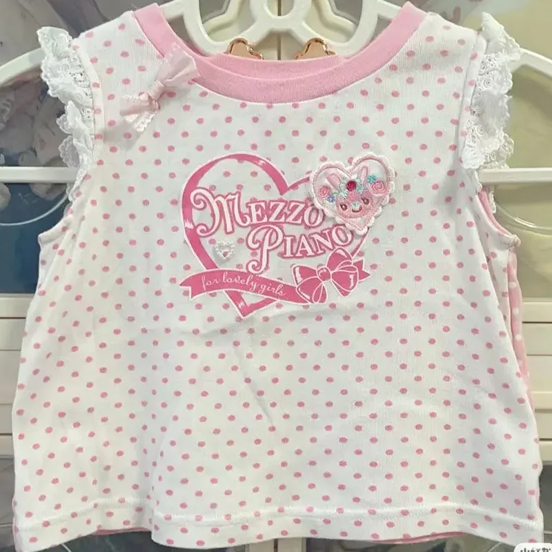 

Японский сладкий укороченный топ в горошек Y2k, женский летний модный повседневный милый жилет без рукавов с бантом, майка Ropa Mujer