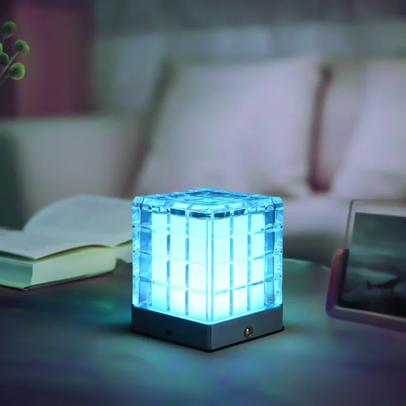 Charging Rubik's Cube Desk Lamp Creative Led Decorative Desktop Acrylic Small Square Light Clear Bar Atmosphere Night Light