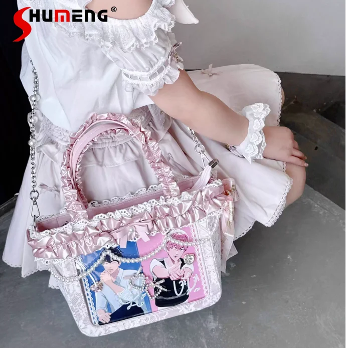 

Y2k Mine Japanese Style Mass-Produced Lace Pink Pain Bag Sweet Girl Cute Bowknot Anime Handbag Shoulder Bag for Women 2026