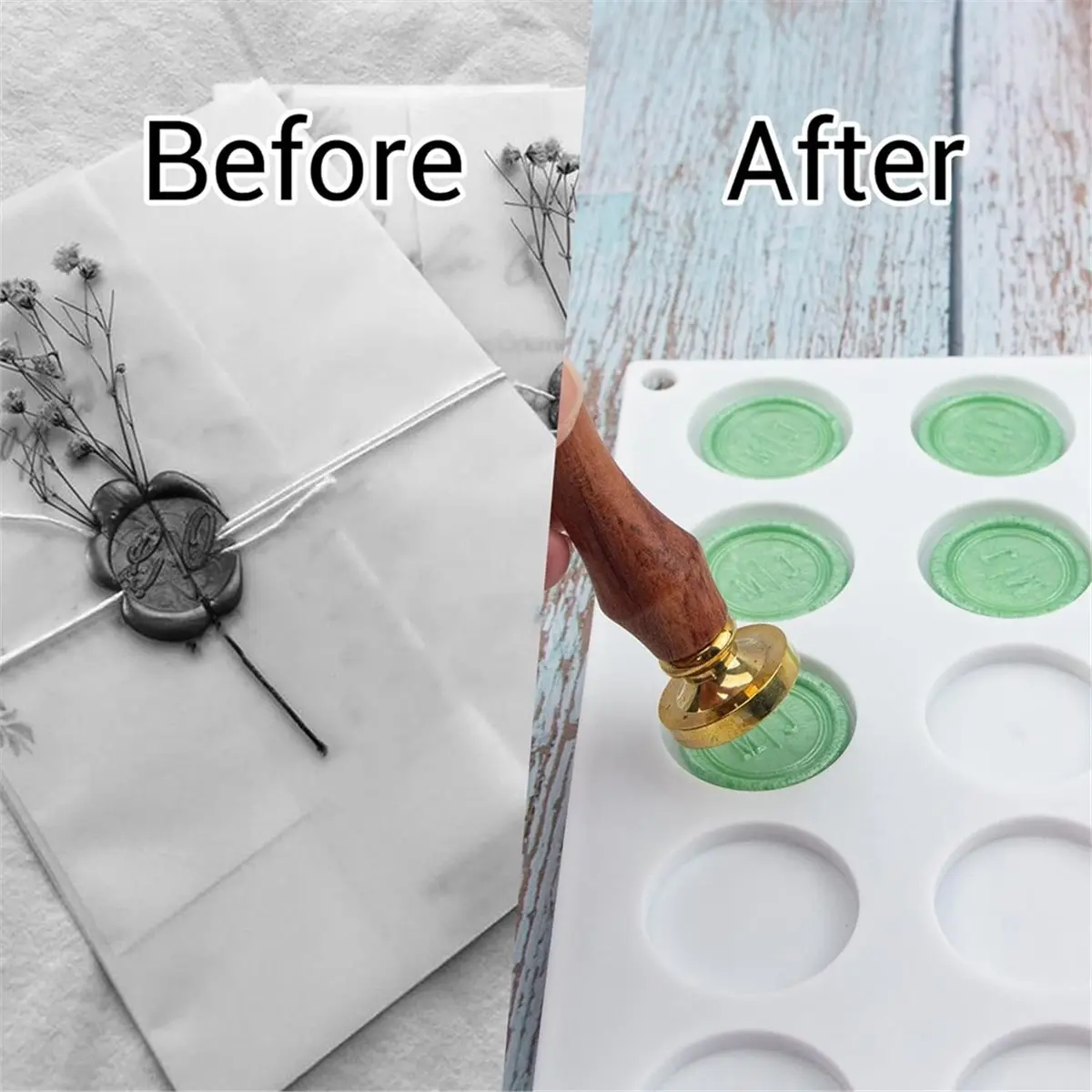 2026 New Tool Wax Seal Mold Kit, Silicone Mat for Wax Seal Stamp, 100 Pcs Double Sided Adhesive Wax Seal Stickers