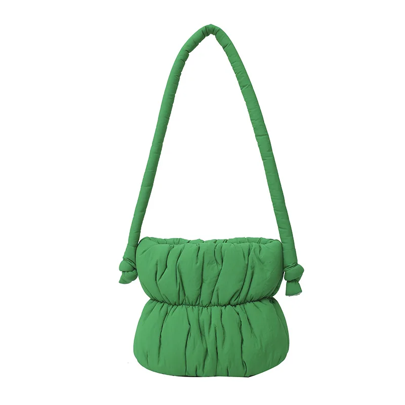 

Nylon Bucket Bags Women Casual Designer Handbags Down-Filled Cotton Shoulder Bag Pleated Crossbody Bags Fashion Underarm Bag