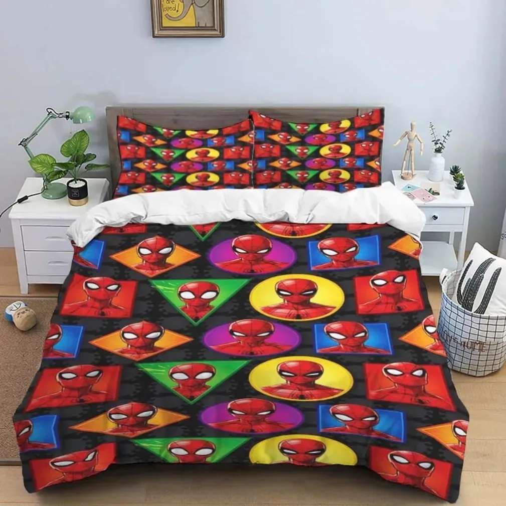 3D Printed Spider Man Bedding Set,Adolescent boys Bed Cover Pillowcase Spiderman Duvet Cover Set Gift Single Twin King Size