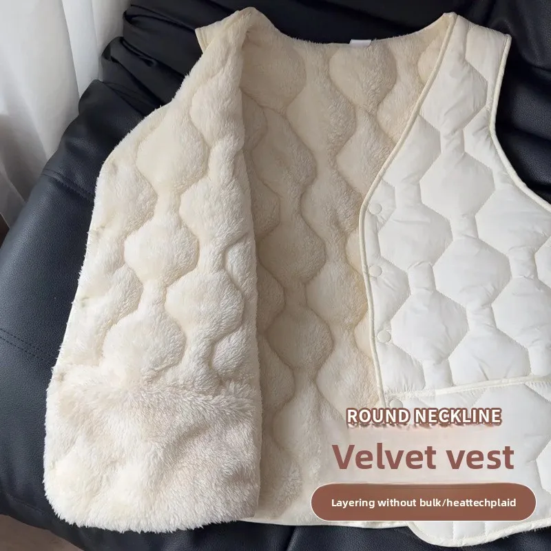 

Жилет из овечьего вельвета K993 для женщин, осенне-зимний, теплый, на флисовой подкладке, для ношения как под одеждой, так и как верхняя одежда, легкий, из полиэстеровой ткани