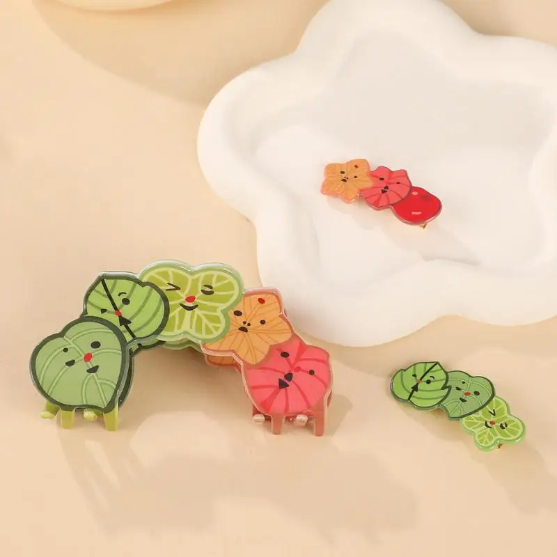 1개 단위 나뭇잎 스플라이싱 컬러 헤어핀 신상 귀여운 대형 아크릴 헤어 클립 여성용 샤크 클립 원 워드 앞머리 클립 헤어 액세서리