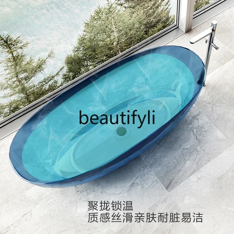 54CTransparent Bath Oval Artificial Stone Resin Color Crystal Double Bath