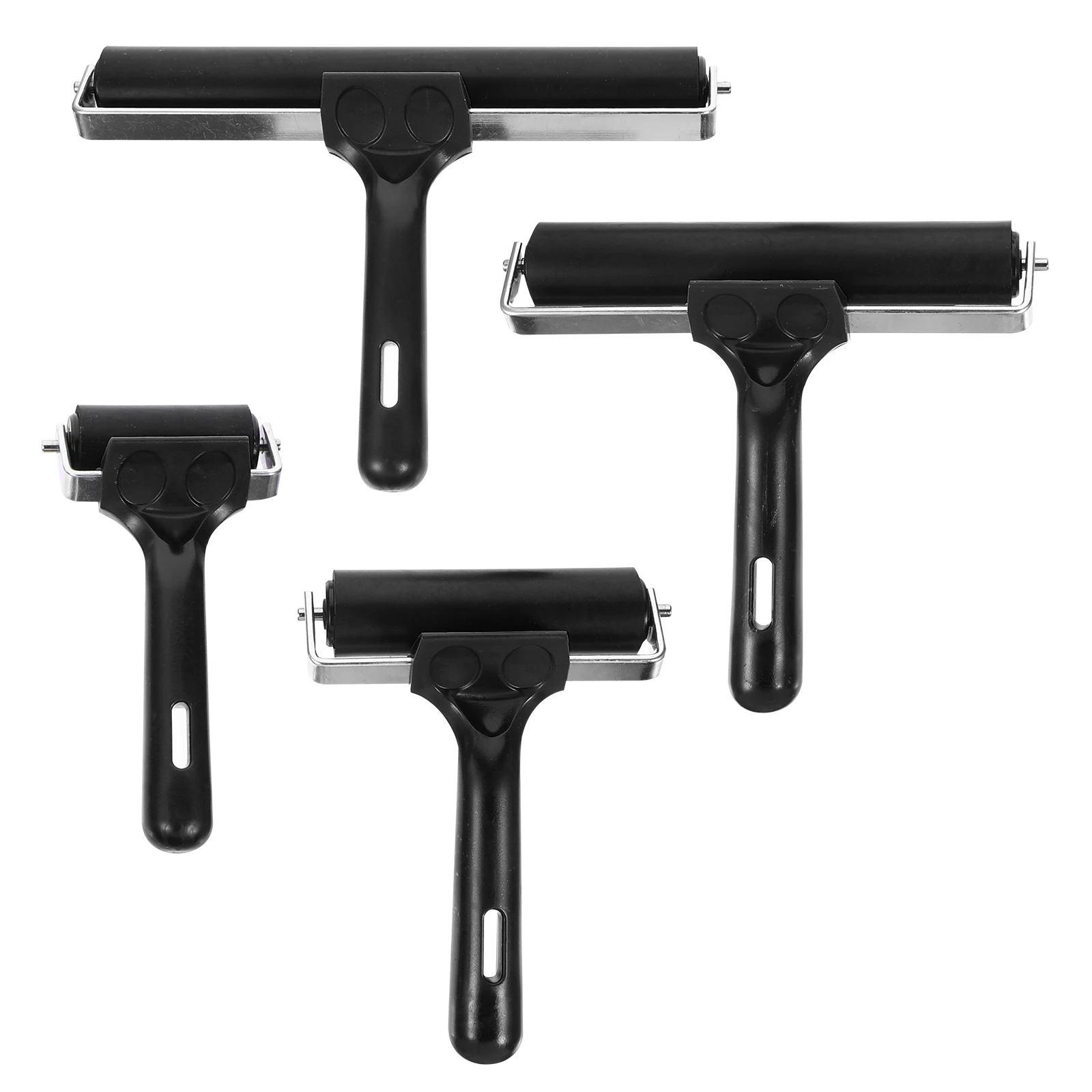 

4pcs Roller Brush Rubber Quality Nonslip Handle Easy Grip Painting Printing Tool Stamping Ink Oil Large Area Quick Use Art