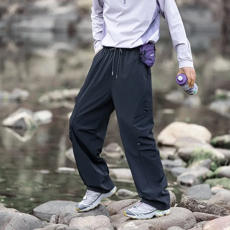 

Bla Workwear Trousers Men's Spor Outdoor High Waist Straight Leg Casual Pants Spring Autumn Sle Faionable Folded Design