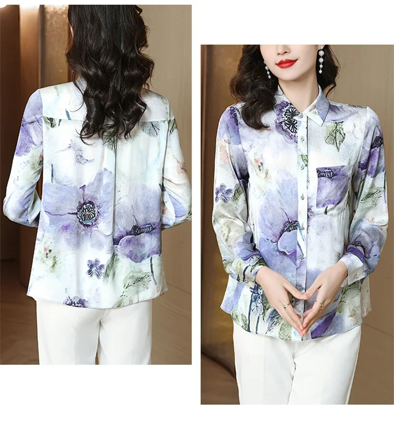 3XL рубашка блузка Elegant Chic Tops Blouse Women 2024 Spring Autumn Korean Fashion Long Sleeve Slim Shirts Blusas 6705