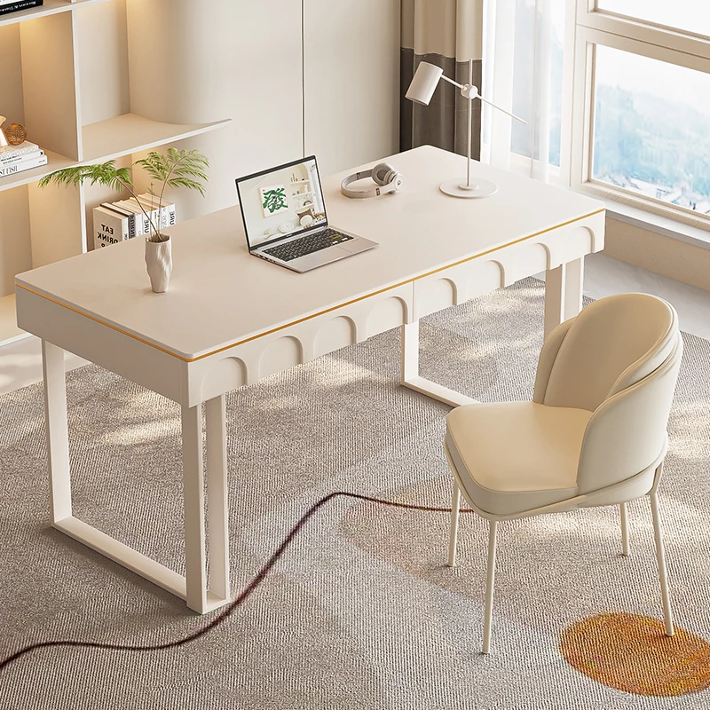 Slate desk light luxury modern simple cream style small apartment student desk home desktop computer desk