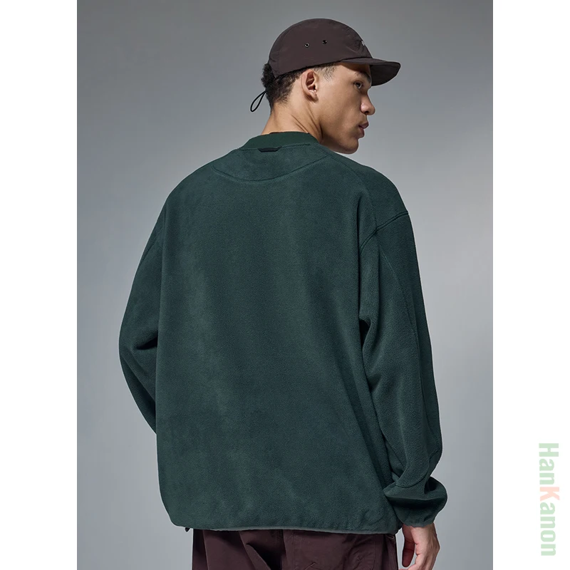 سويت شيرت رجالي من الصوف الربيعي 2025: رقبة دائرية مدببة، جيب بشريط سميك، وفضفاض على طراز الشارع #2