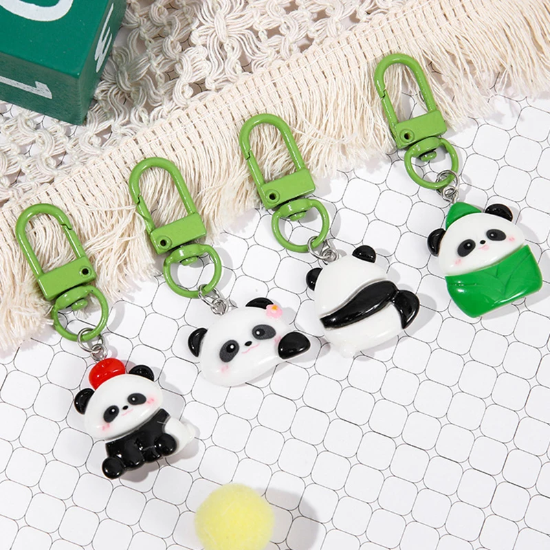 Cute Cartoon Panda Keyring Lovely Animal Keychain Car Key Holder School Bag Pendant Backpack Decoration Couple Gifts